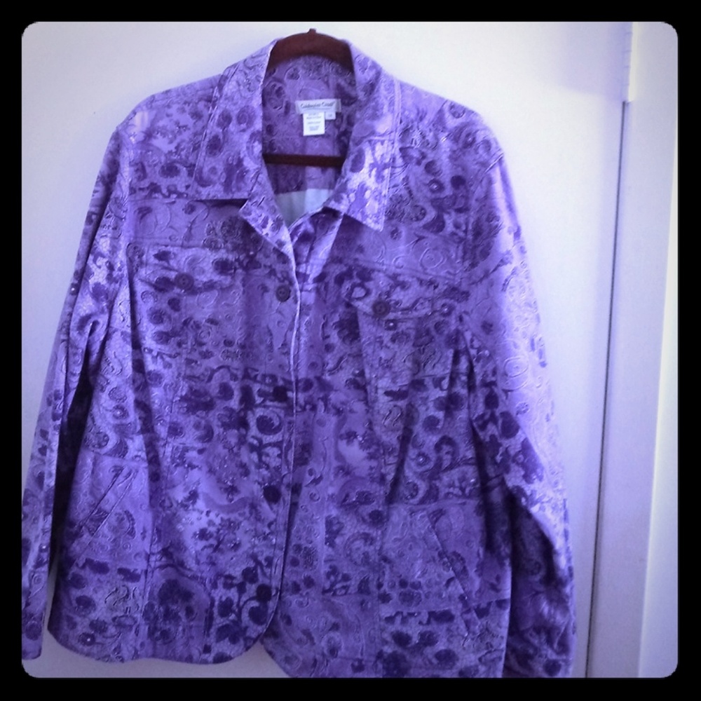 Purple floral print jacket cotton